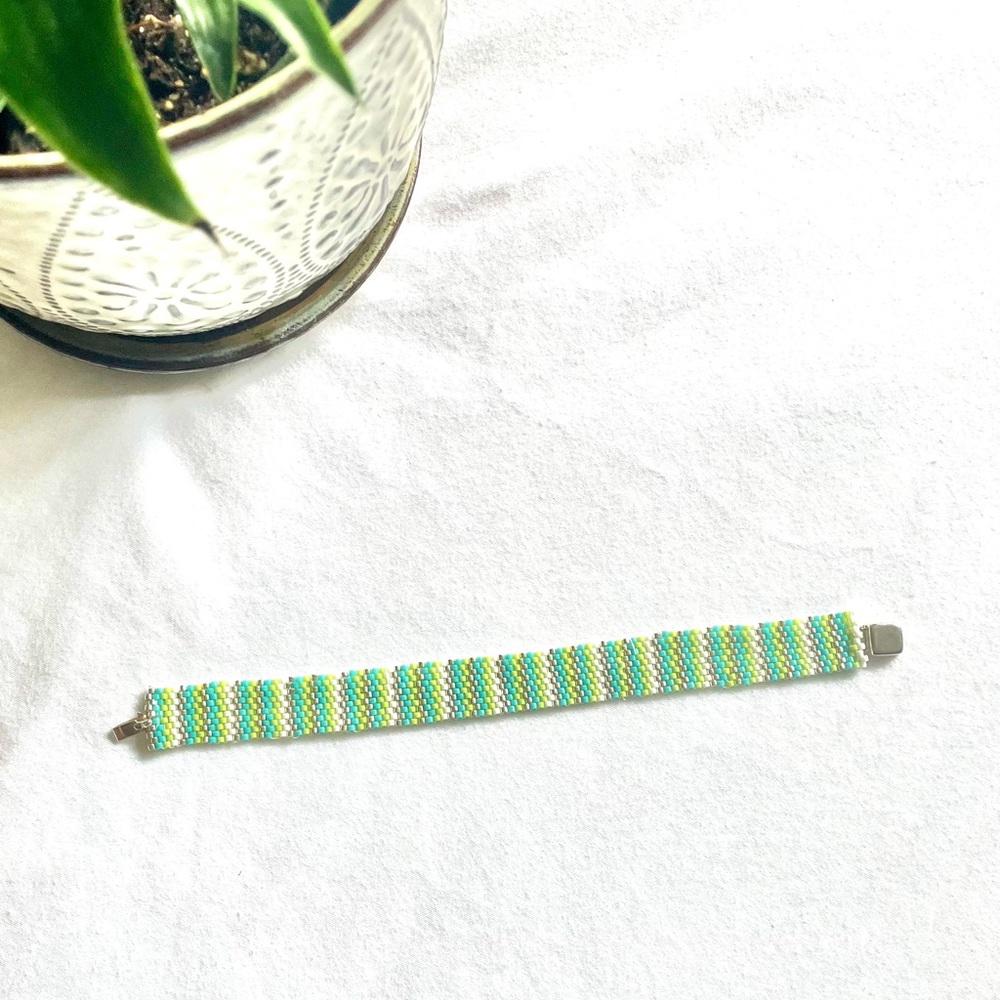 Sterling Silver 925 Handmade Peyote Beaded bracelet